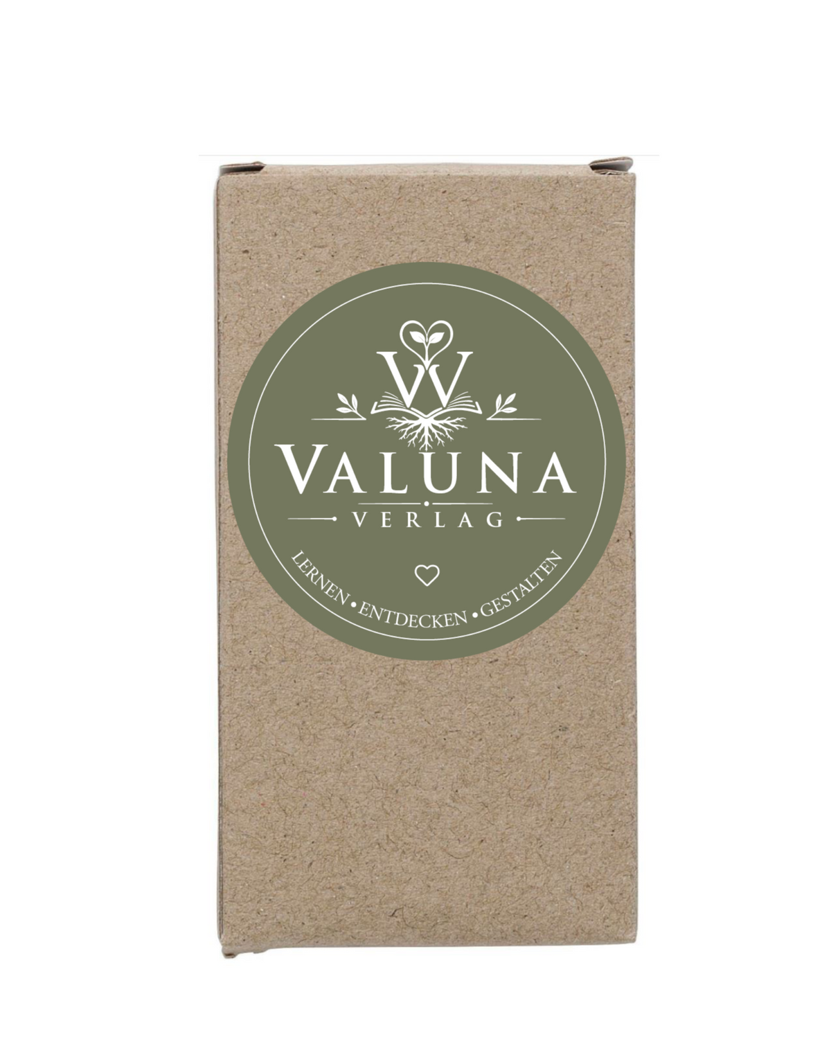 Geschlossene Kartonverpackung der VALUNA Wachsmalstifte mit VALUNA Verlag Logo.